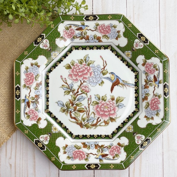Vintage Japan Octagonal Bird & Flowers Plate